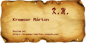 Kremser Márton névjegykártya